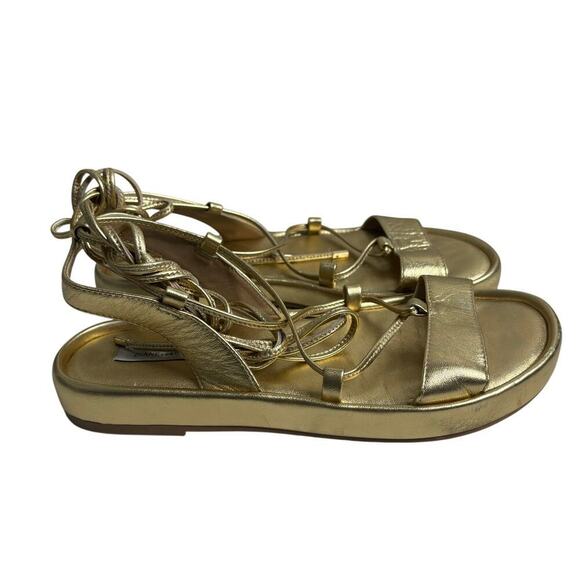 Diane von Furstenberg Susie Metallic Sandal Gold Size 7 - Picture 4 of 7